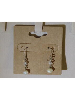 Sterling Silver Crystal and Pearl Dangle Earrings
